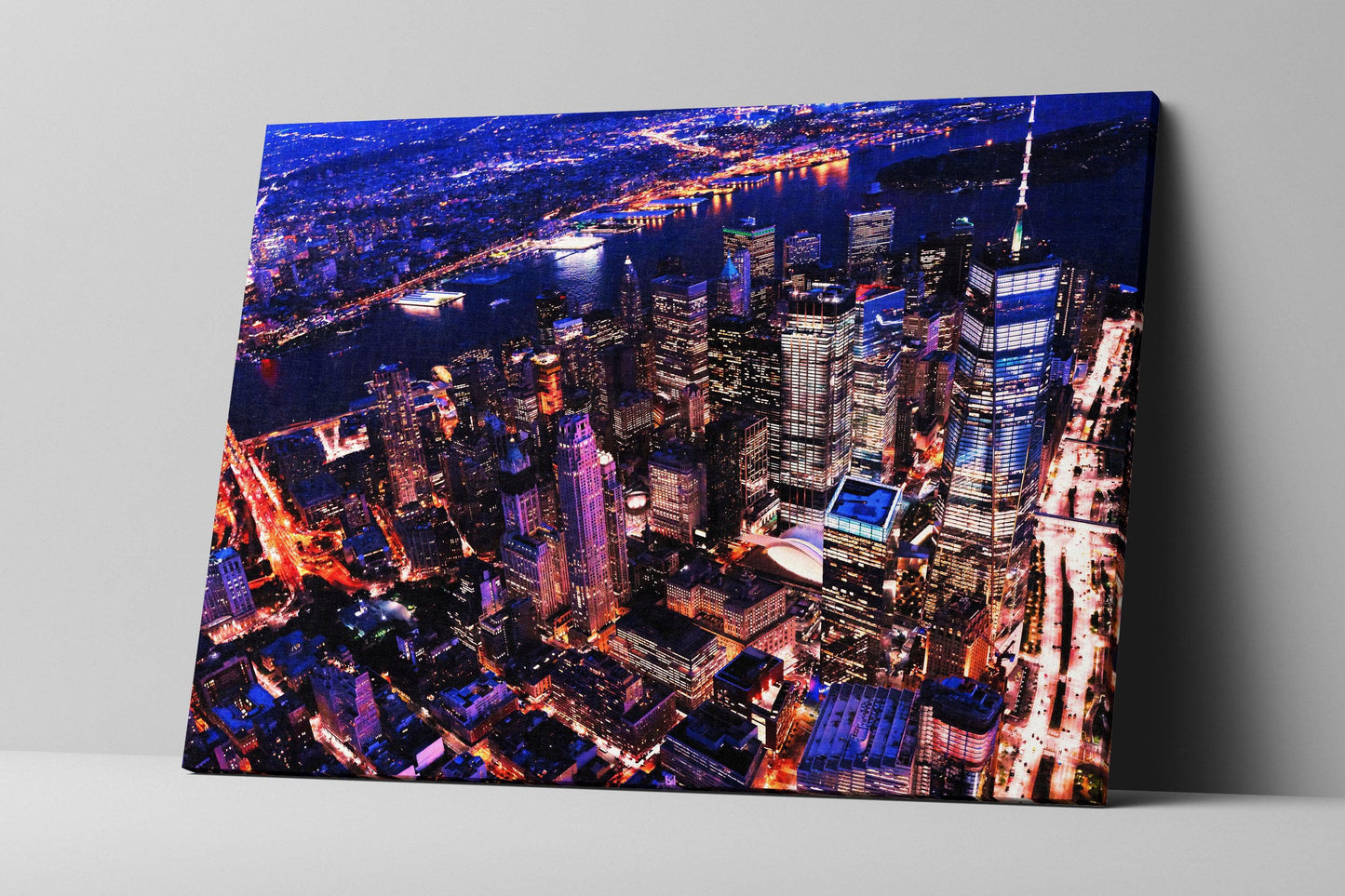New York City Cyber Punk Synth Wave Wall Canvas Print. 80’s Synth Wave Pop Style Bright Color Stretched Canvas. #C121