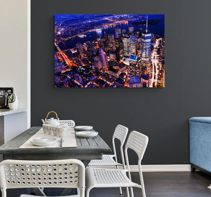 New York City Cyber Punk Synth Wave Wall Canvas Print. 80’s Synth Wave Pop Style Bright Color Stretched Canvas. #C121
