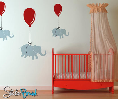 Graphic Wall Decal Sticker Elephants Hanging on Balloons #OS_MB184