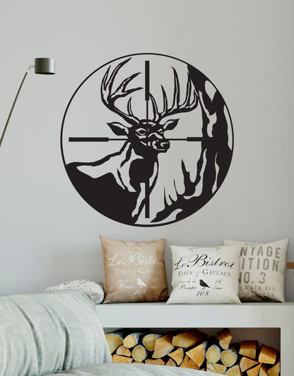 Deer Hunting Wall Decal. Scope View Aiming at Deer by Hunter. #GFoster105