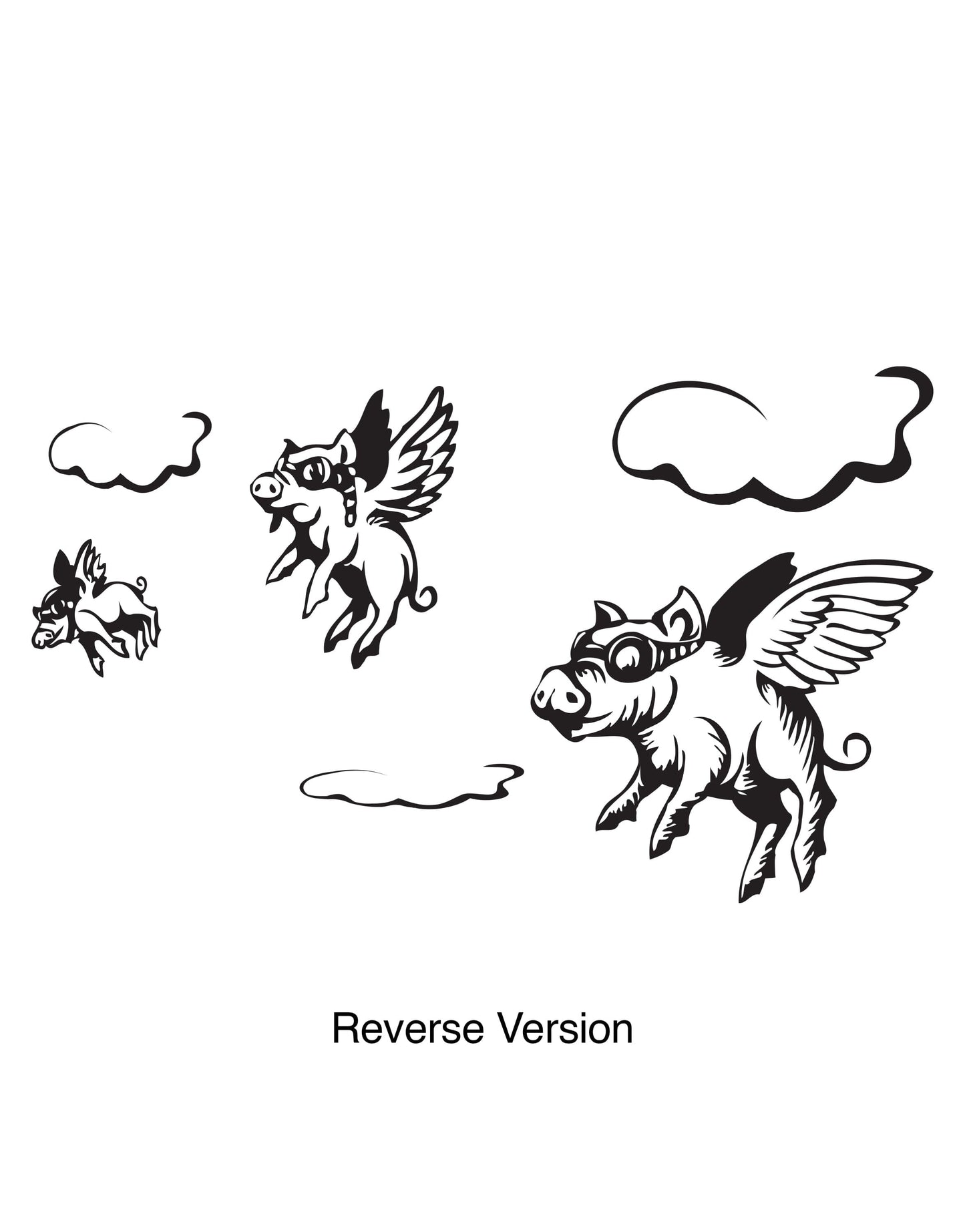 3 Little Pigs Flying Above Clouds Wall Decal.  #GFoster130