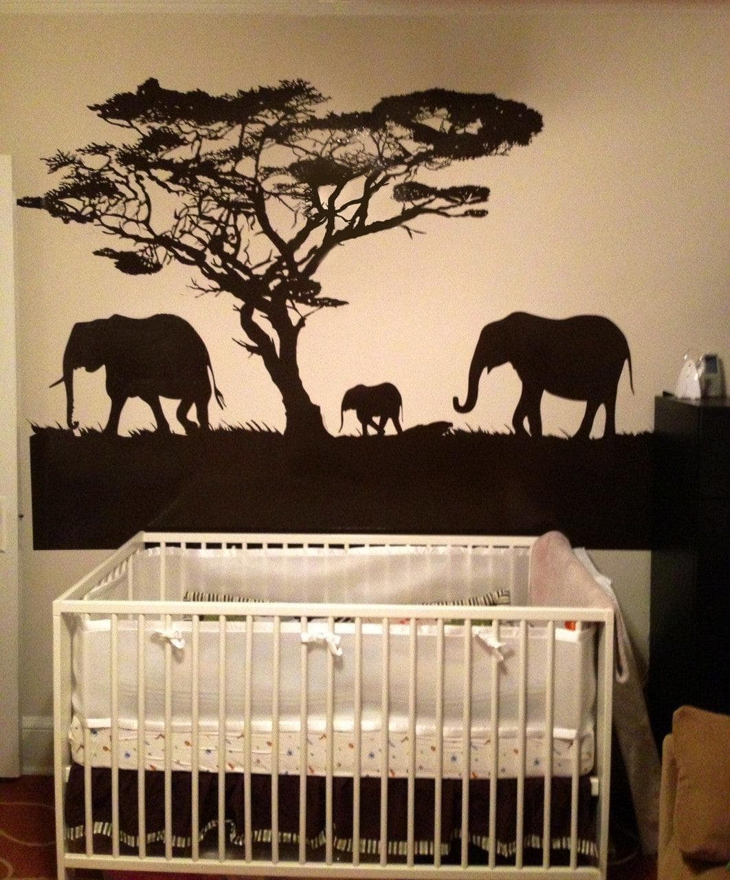 African Safari Theme Wall Decal Sticker. Elephant Family Migration. #OS_AA104