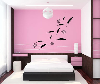 Vinyl Wall Decal Sticker Leaves and Feathers #OS_MG354