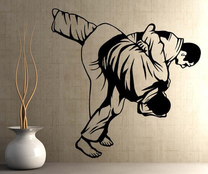 Jiu-Jitsu Wall Decal. Wrestling Wall Sticker Decal. MMA. Taekwondo Flip Move. Karate Studio Decor. Wrestling Decal. Self Defense. #5201