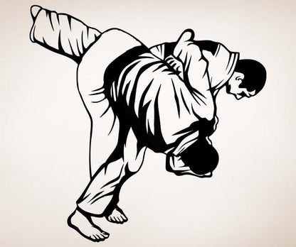 Jiu-Jitsu Wall Decal. Wrestling Wall Sticker Decal. MMA. Taekwondo Flip Move. Karate Studio Decor. Wrestling Decal. Self Defense. #5201