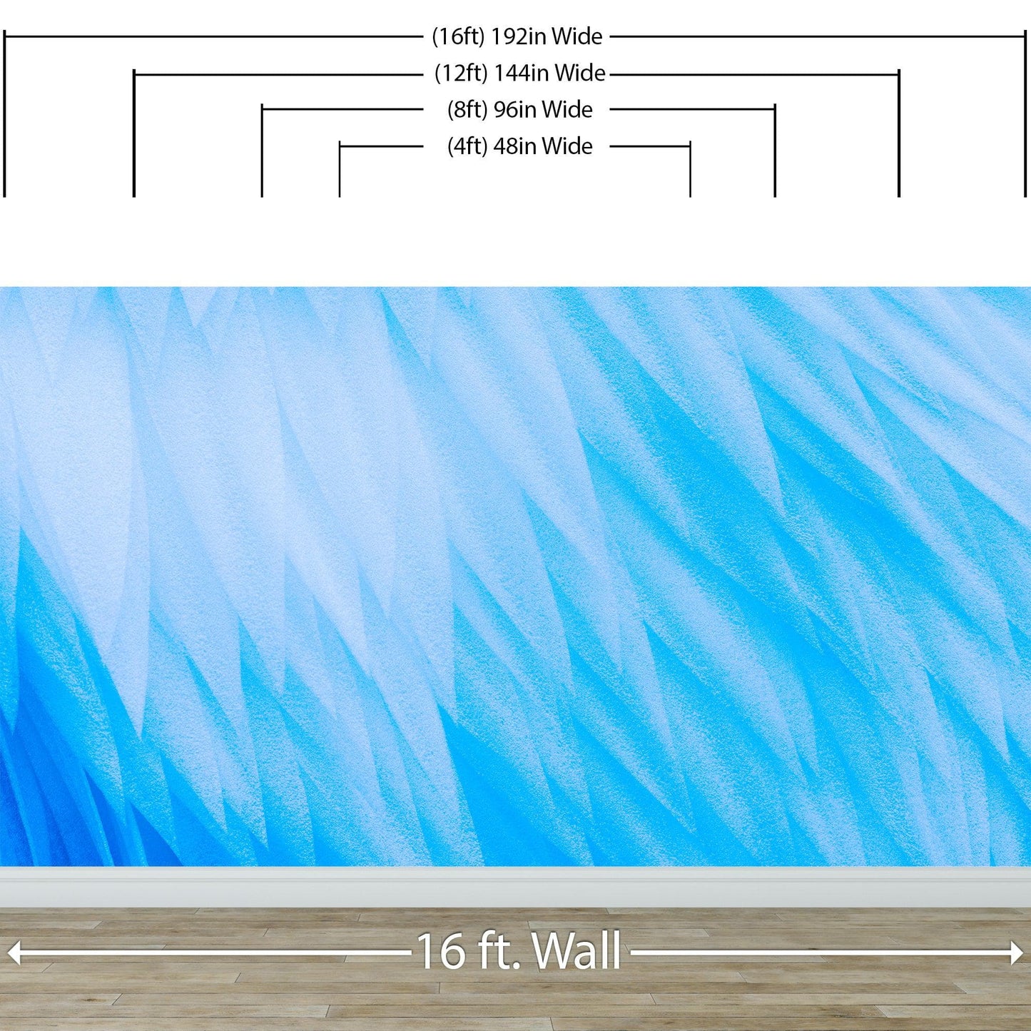 Blue Feather Angel Wings Chalk Art Mural. #6224