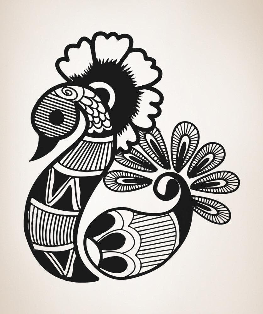 Vinyl Wall Decal Sticker Henna Bird With Flower #OS_AA1098