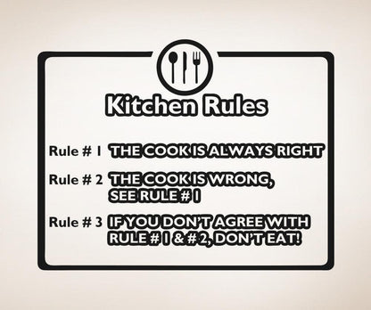 Vinyl Wall Decal Sticker Kitchen Rules #OS_AA1146