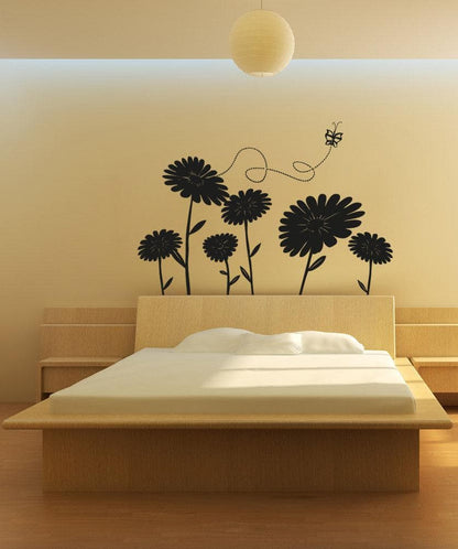 Vinyl Wall Decal Sticker Daisies and Butterfly #OS_AA1224