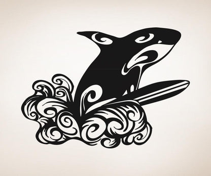 Vinyl Wall Decal Sticker Whale Surfing #OS_AA1232