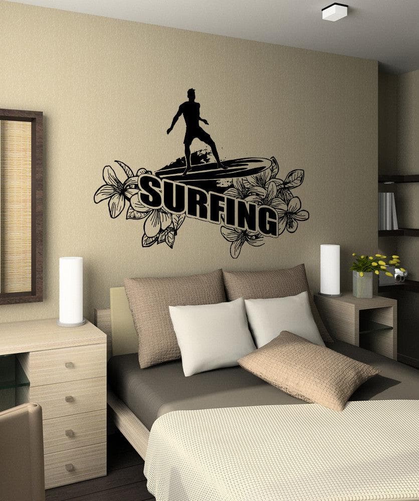 Vinyl Wall Decal Sticker Floral Surfing #OS_AA1234
