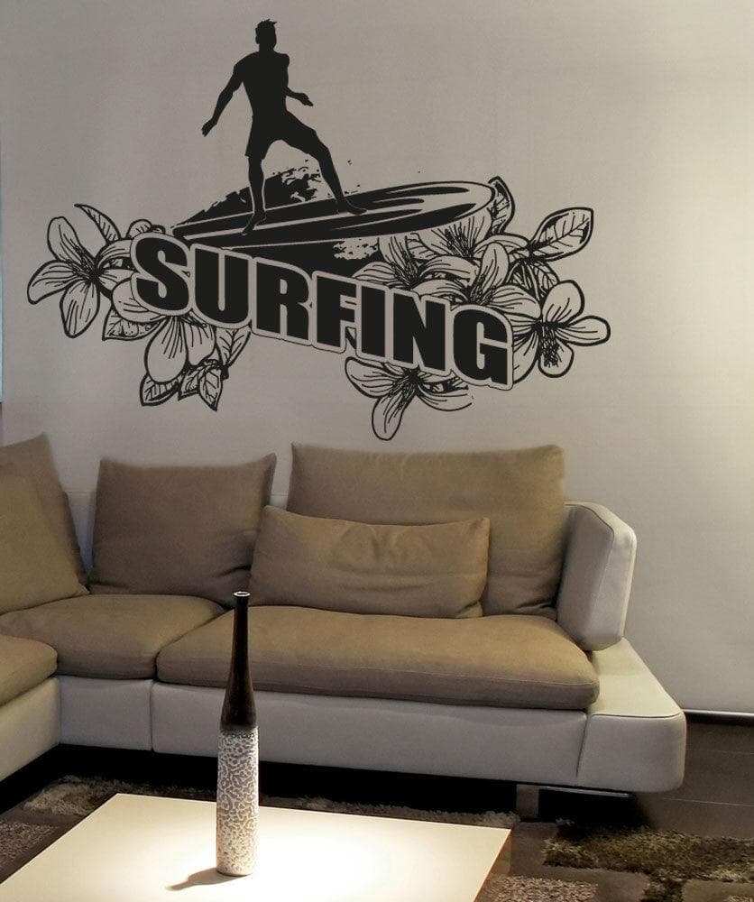 Vinyl Wall Decal Sticker Floral Surfing #OS_AA1234