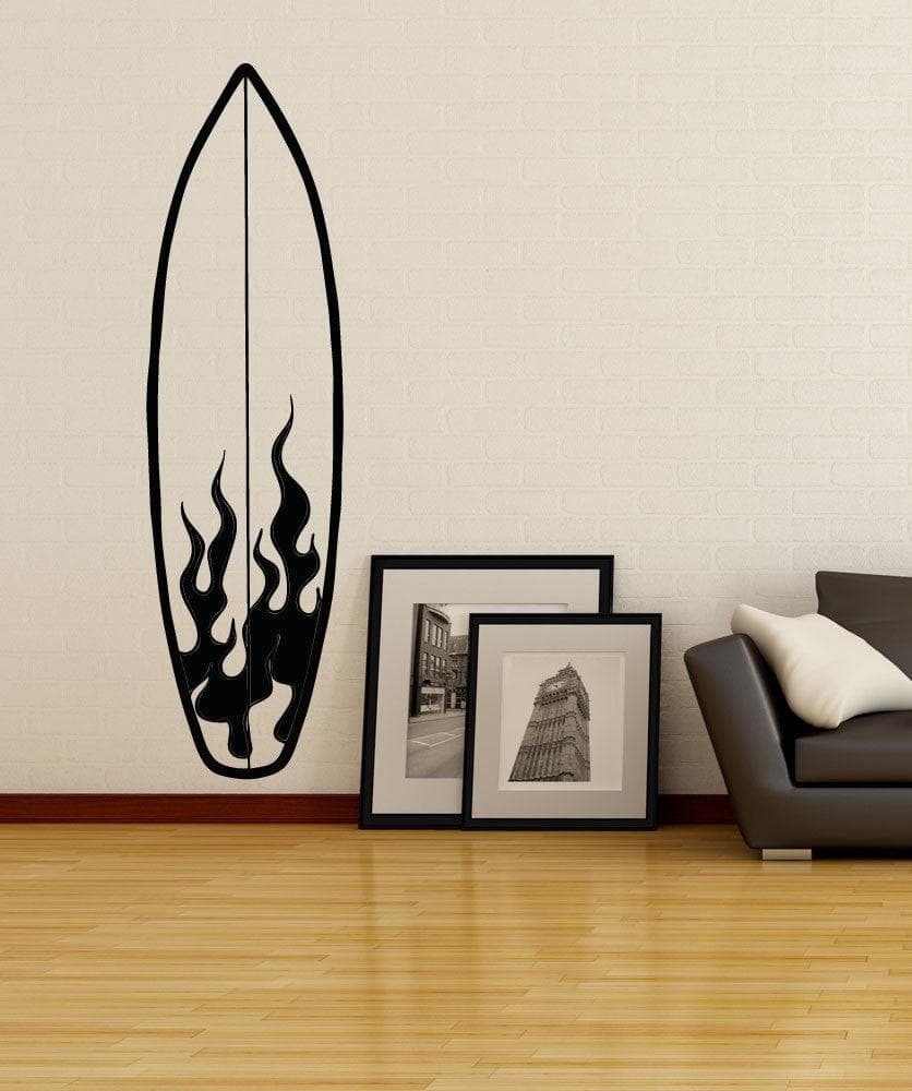 Vinyl Wall Decal Sticker Fire Surfboard #OS_AA1238