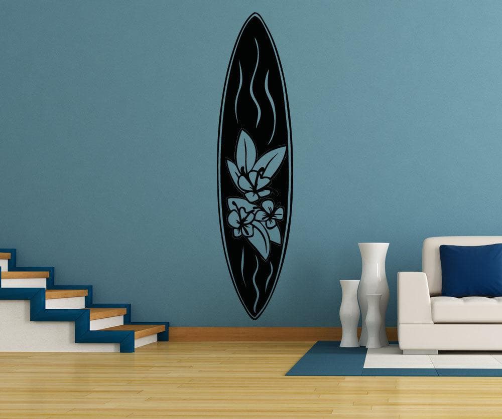 Vinyl Wall Decal Sticker Floral Surfboard #OS_AA1239