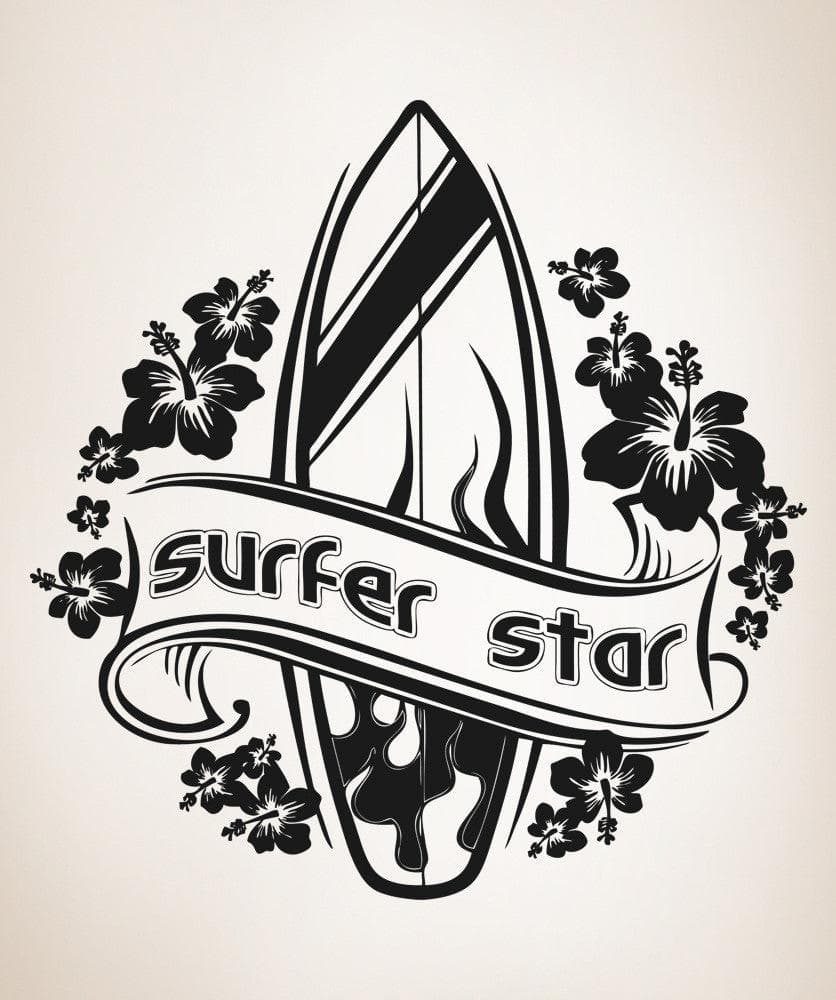 Vinyl Wall Decal Sticker Surfer Star #OS_AA1240