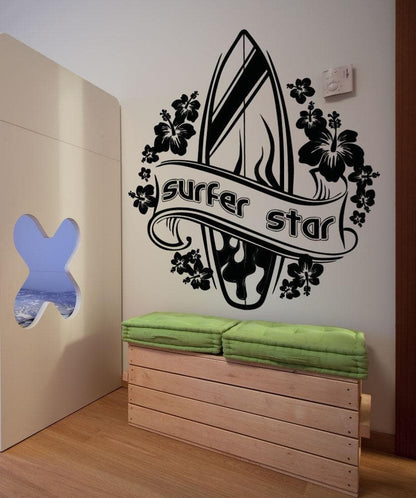 Vinyl Wall Decal Sticker Surfer Star #OS_AA1240