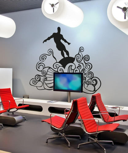 Vinyl Wall Decal Sticker Surfer on Waves #OS_AA1241