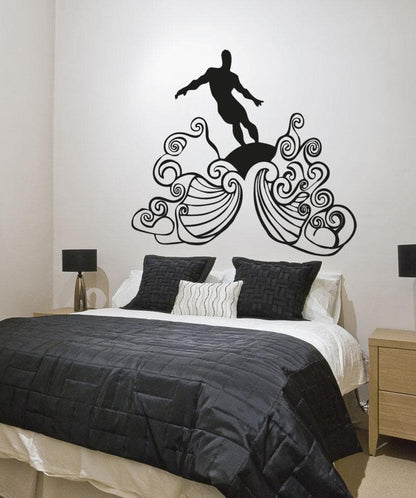Vinyl Wall Decal Sticker Surfer on Waves #OS_AA1241