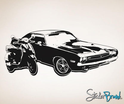 Vinyl Wall Decal Sticker 70's Inspired Car and Motorcycle #OS_AA126