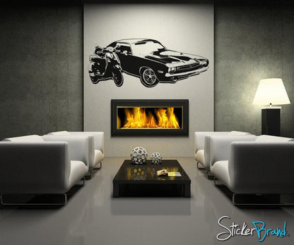 Vinyl Wall Decal Sticker 70's Inspired Car and Motorcycle #OS_AA126