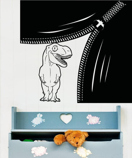 Vinyl Wall Decal Sticker Happy Dino Zipper #OS_AA1352