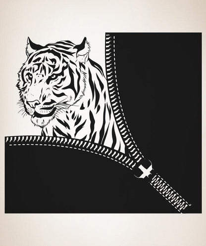 Vinyl Wall Decal Sticker Tiger Zipper #OS_AA1364