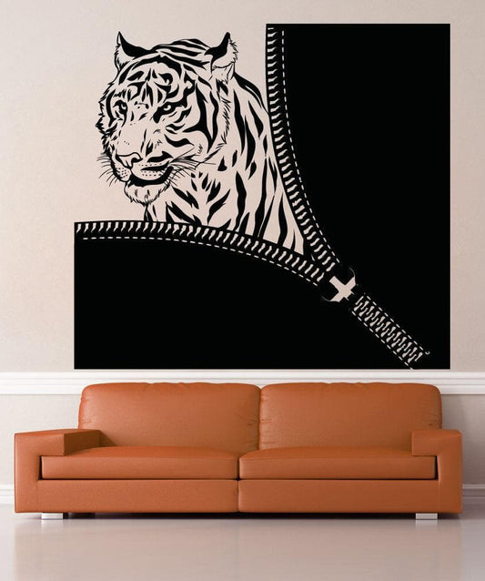 Vinyl Wall Decal Sticker Tiger Zipper #OS_AA1364
