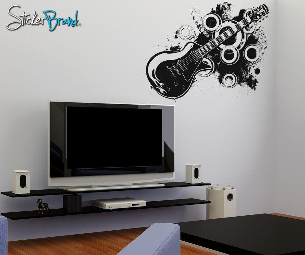 Vinyl Wall Decal Sticker 70's Inspired Electric Guitar #OS_AA136