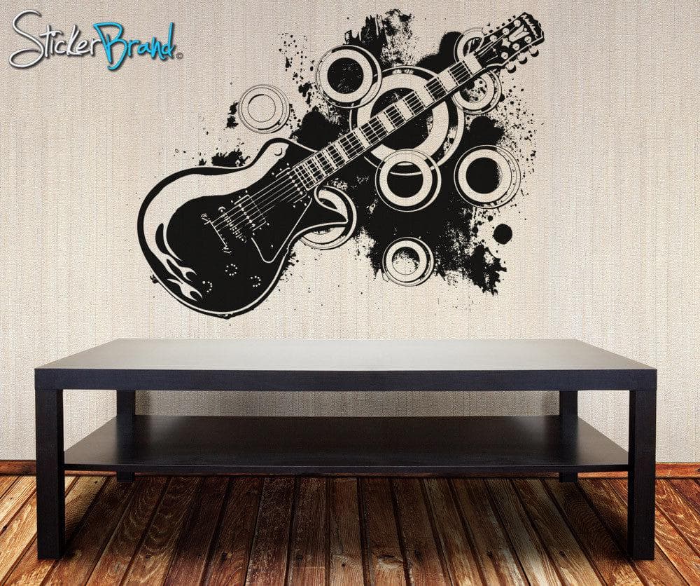 Vinyl Wall Decal Sticker 70's Inspired Electric Guitar #OS_AA136
