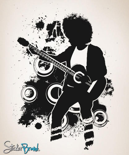 Vinyl Wall Decal Sticker 70's Inspired Guitar Player #OS_AA138