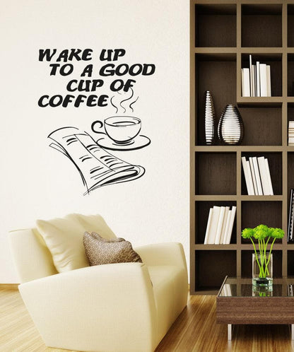 Vinyl Wall Decal Sticker Wake Up Coffee #OS_AA1422