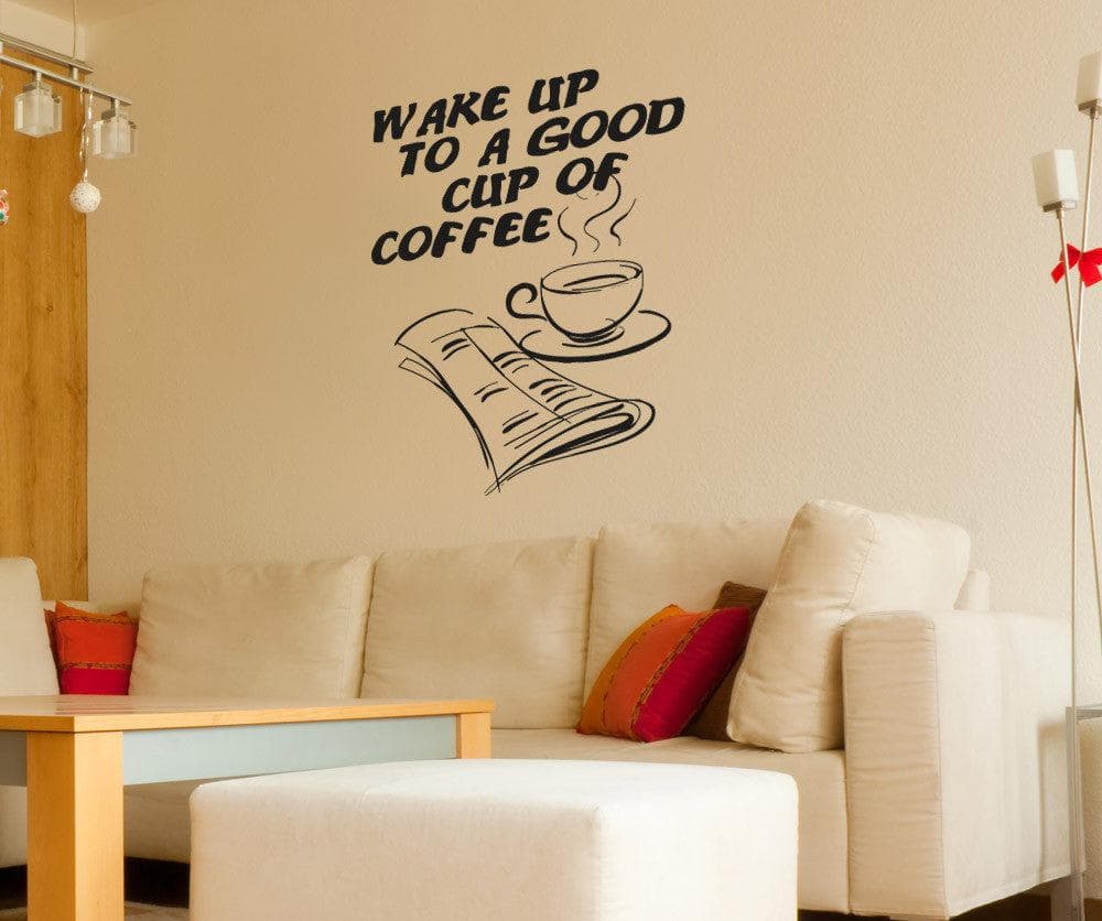 Vinyl Wall Decal Sticker Wake Up Coffee #OS_AA1422