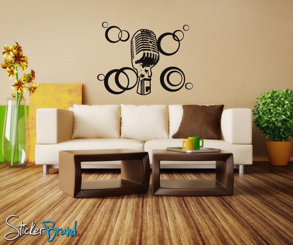 Vinyl Wall Decal Sticker 70's inspired mic #OS_AA145