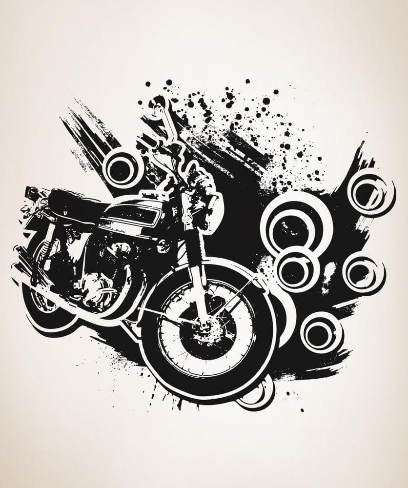 Vinyl Wall Decal Sticker 70's Inspired Motorcycle #OS_AA146