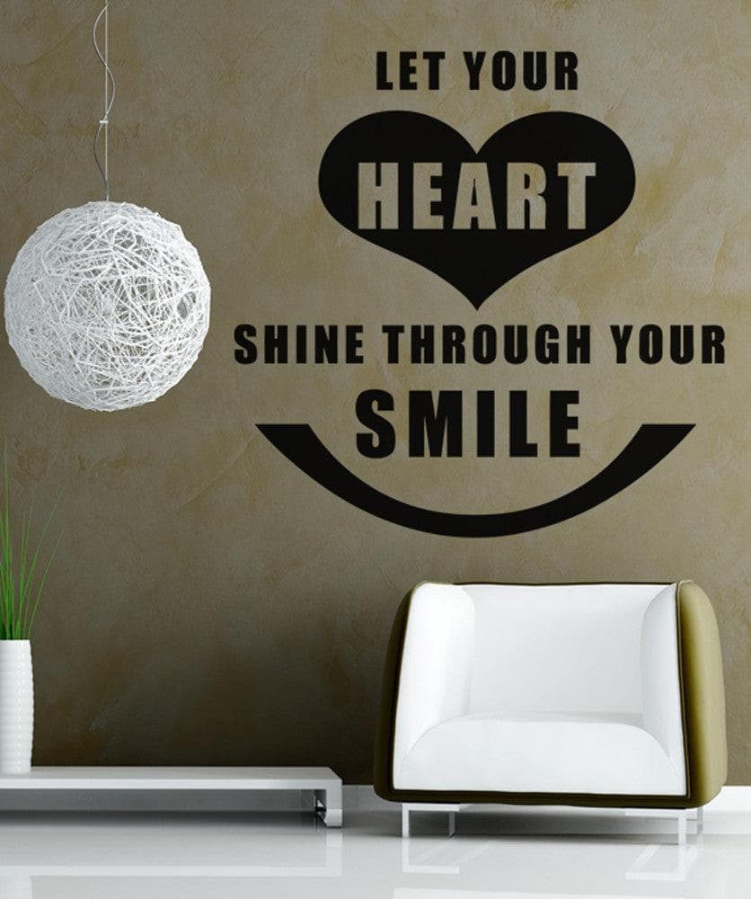 Vinyl Wall Decal Sticker Heart Through Smile Quote #OS_AA1500