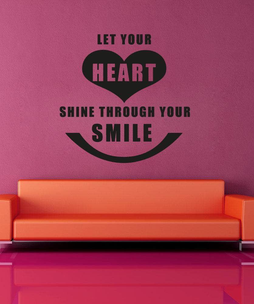 Vinyl Wall Decal Sticker Heart Through Smile Quote #OS_AA1500