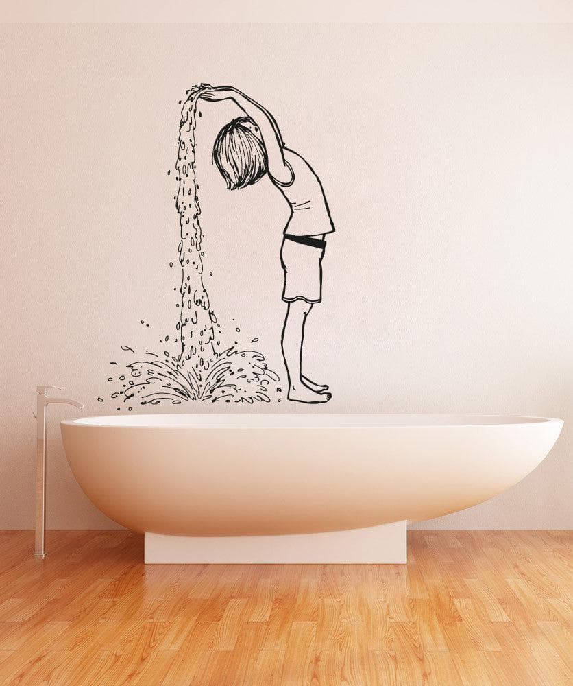 Vinyl Wall Decal Sticker Girl Making Waterfall #OS_AA1541