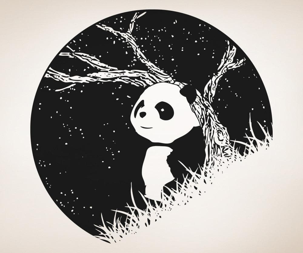 Vinyl Wall Decal Sticker Panda at Night #OS_AA1552