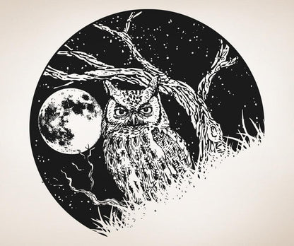 Vinyl Wall Decal Sticker Owl and the Moon #OS_AA1557