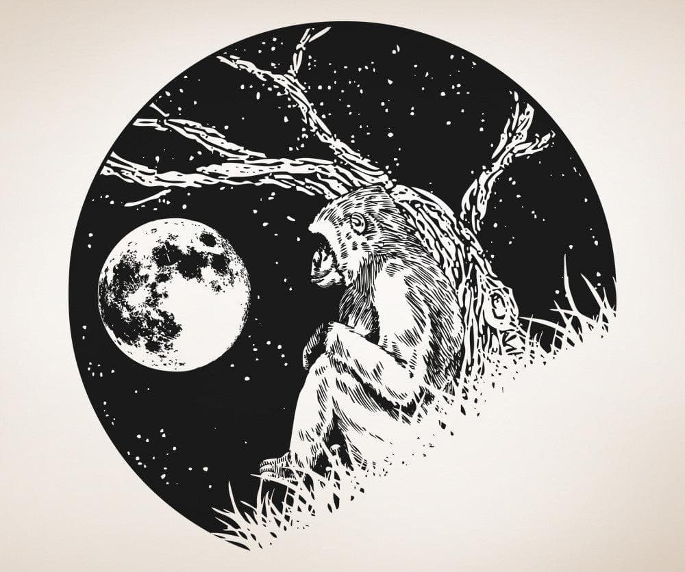 Vinyl Wall Decal Sticker Ape and the Moon #OS_AA1560