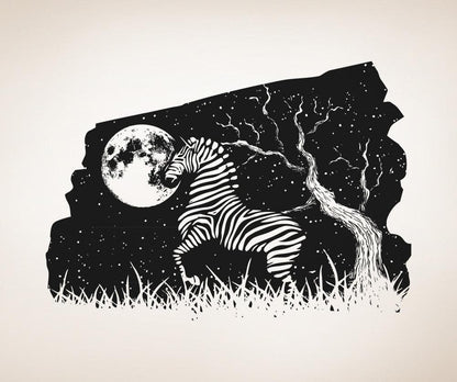 Vinyl Wall Decal Sticker Zebra at Night #OS_AA1575
