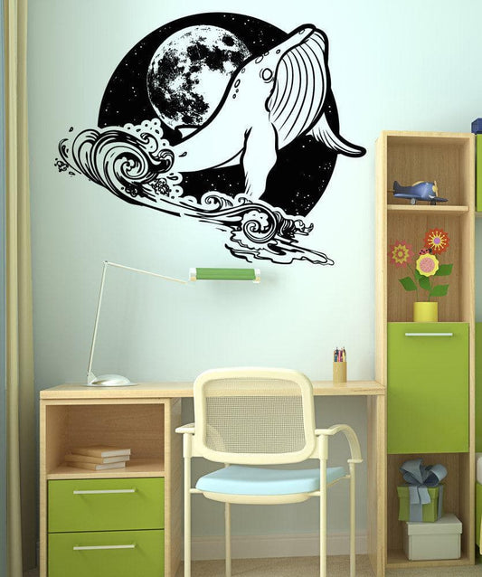 Vinyl Wall Decal Sticker Whale at Night #OS_AA1648