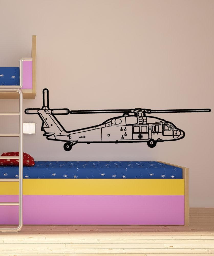 Vinyl Wall Decal Sticker Rescue Helicopter Outline #OS_AA1655