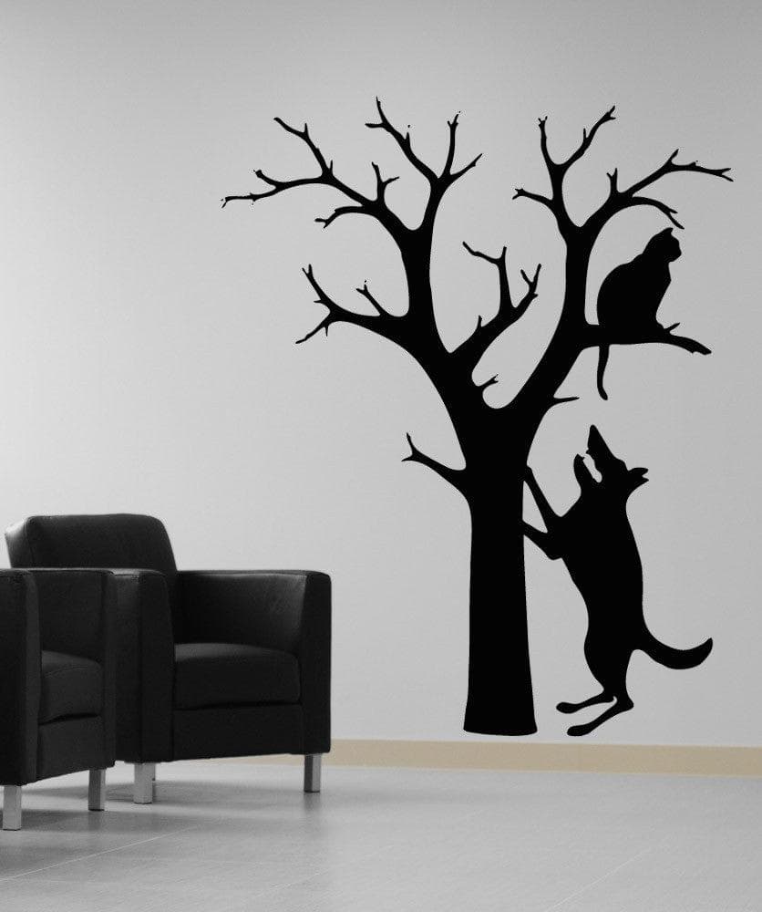 Vinyl Wall Decal Sticker Dog and Cat in Tree #OS_AA1709
