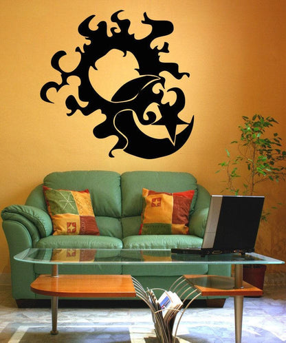 Vinyl Wall Decal Sticker Flaming Sun and Moon #OS_AA1725