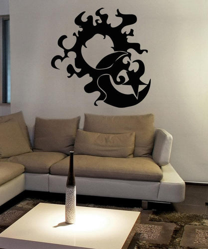 Vinyl Wall Decal Sticker Flaming Sun and Moon #OS_AA1725