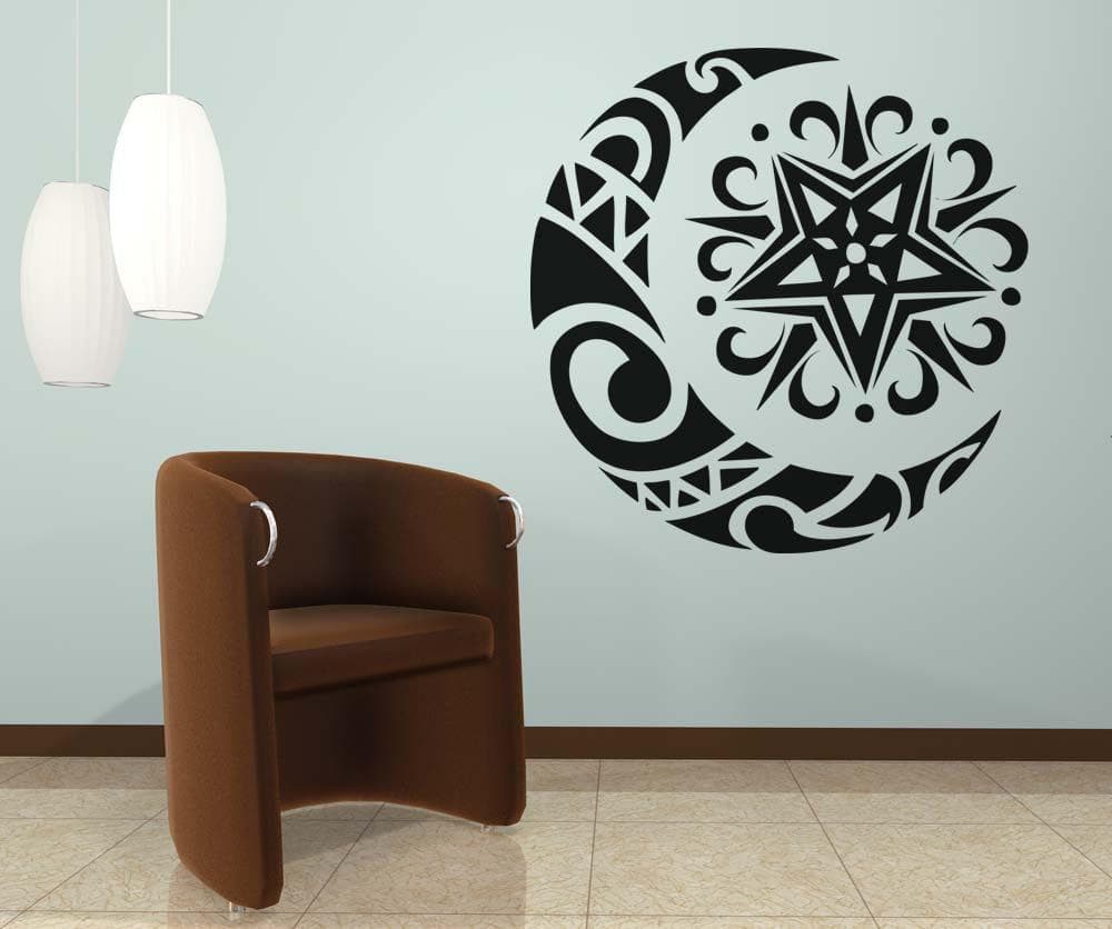 Vinyl Wall Decal Sticker Moon and Star Design #OS_AA1728