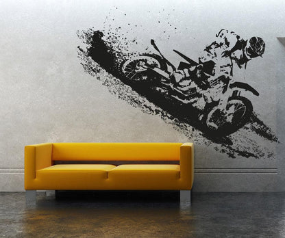 Dirt Bike Wall Decal. Motocross Rider Sticker. #OS_AA197