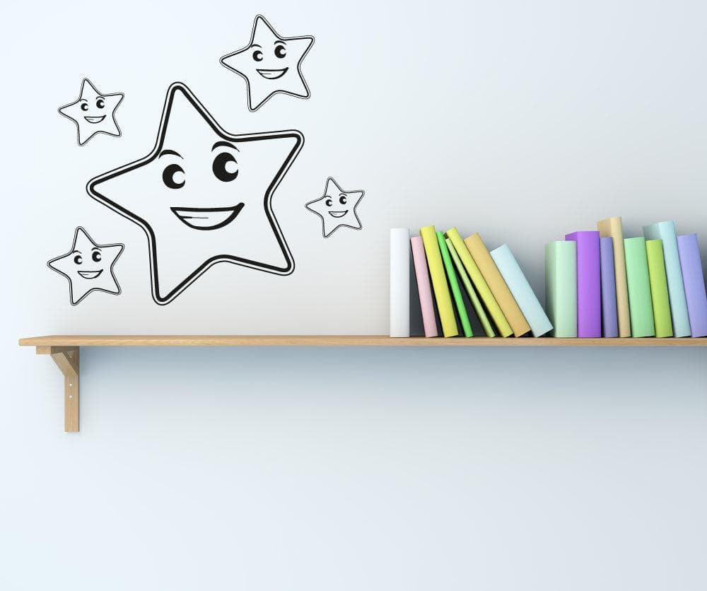 Vinyl Wall Decal Sticker  Stars With Smiles #OS_AA205
