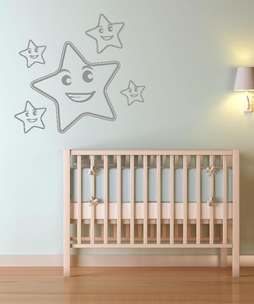 Vinyl Wall Decal Sticker  Stars With Smiles #OS_AA205